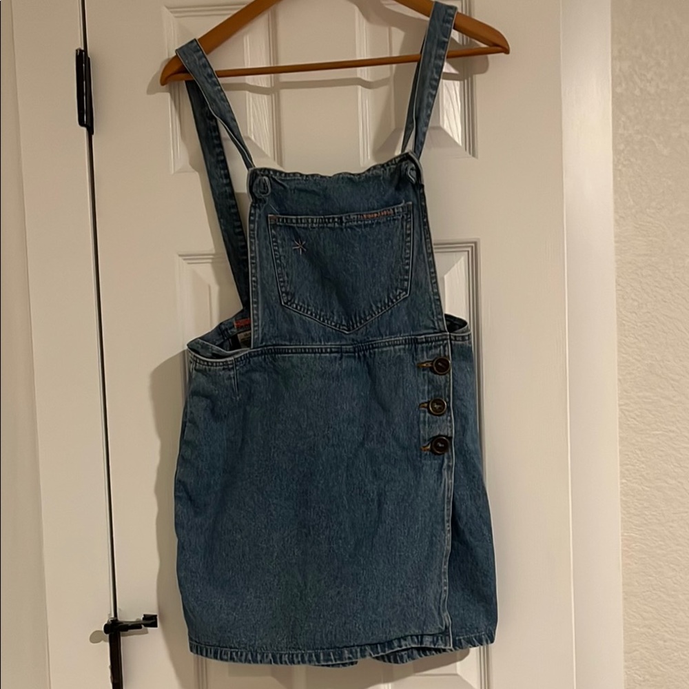 Denim Overall Dress with Button Details